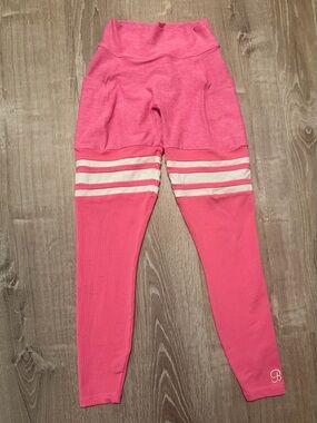 Bombshell Sportswear Pink Leggings with White Stripes